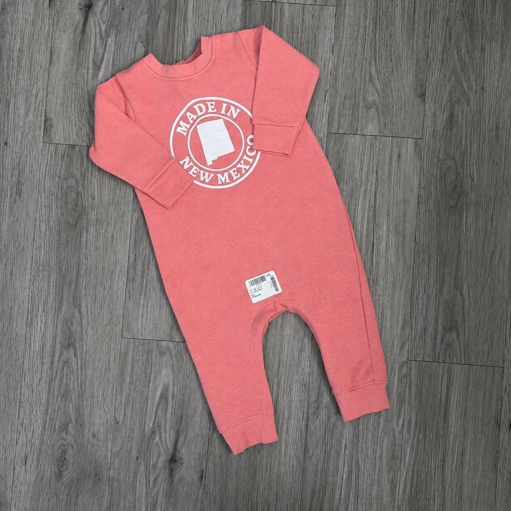 Made in New Mexico Romper Sweatsuit by Rabbit Skins Size 18M Salmon Pink - Picture 2 of 12